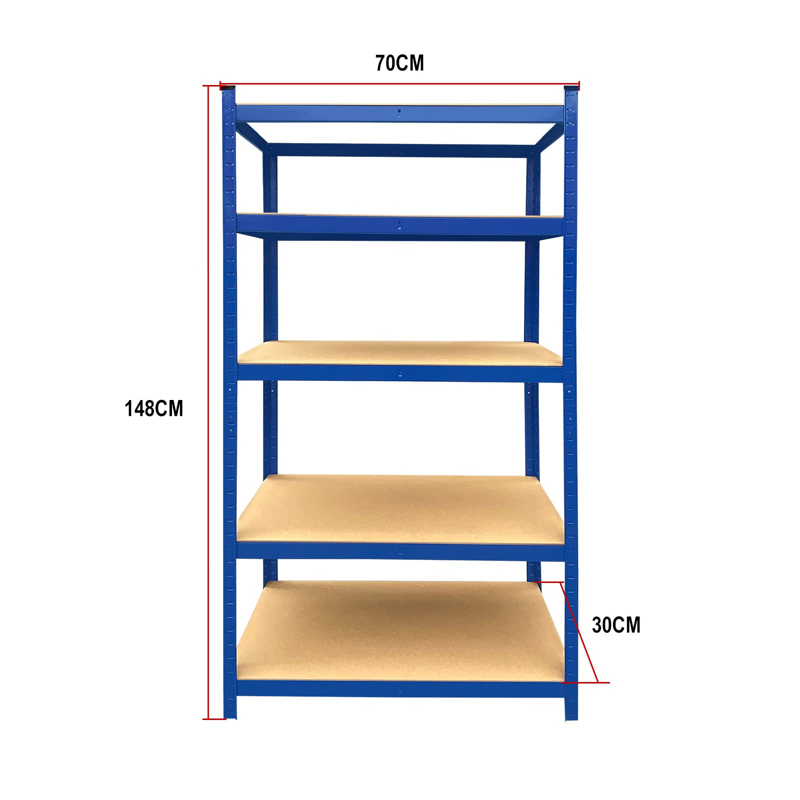 Storage Shelf 150cm x 70cm x 30cm Garage Shelving Units, Heavy Duty Boltless Freestand Racking Shelves for Workshop, Shed, Office Home Garage Storage, Blue 5 Tier (175KG Per Shelf), 875KG Capacity