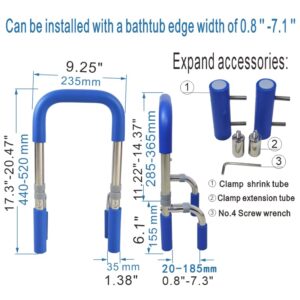 Anti-Slip Bathtub Grab Bar Safety Bar for Seniors and Handicap - for Assistance Getting in and Out of Tub, Easy to Install on Most Tubs