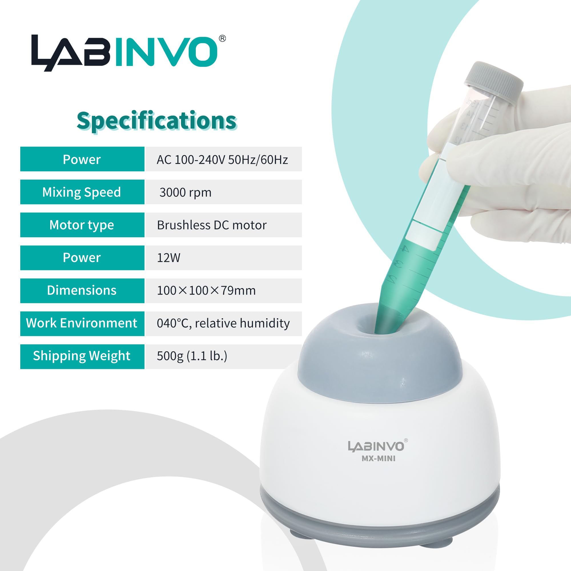 LABINVO Mini Vortex Paint Mixer, Lab Vortex Shakers with Touch Function, Lab Vortexer for Gel Polish, Eyelash Adhesives and Test Tubes Vortex Mixing, IN-MXMN001