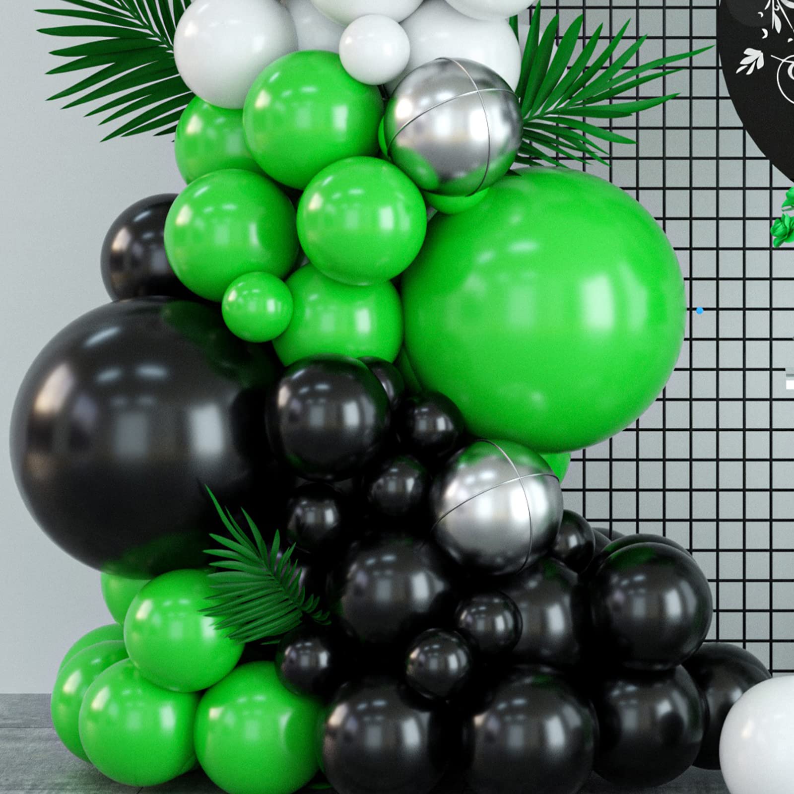 Green and Black Balloon Garland Kit, Green Black Balloon Arch Kit with Black Green and White Balloons, Green Black Balloon Arch Kit for Boys Birthday Baby Shower Football Soccer Theme Party Supplies