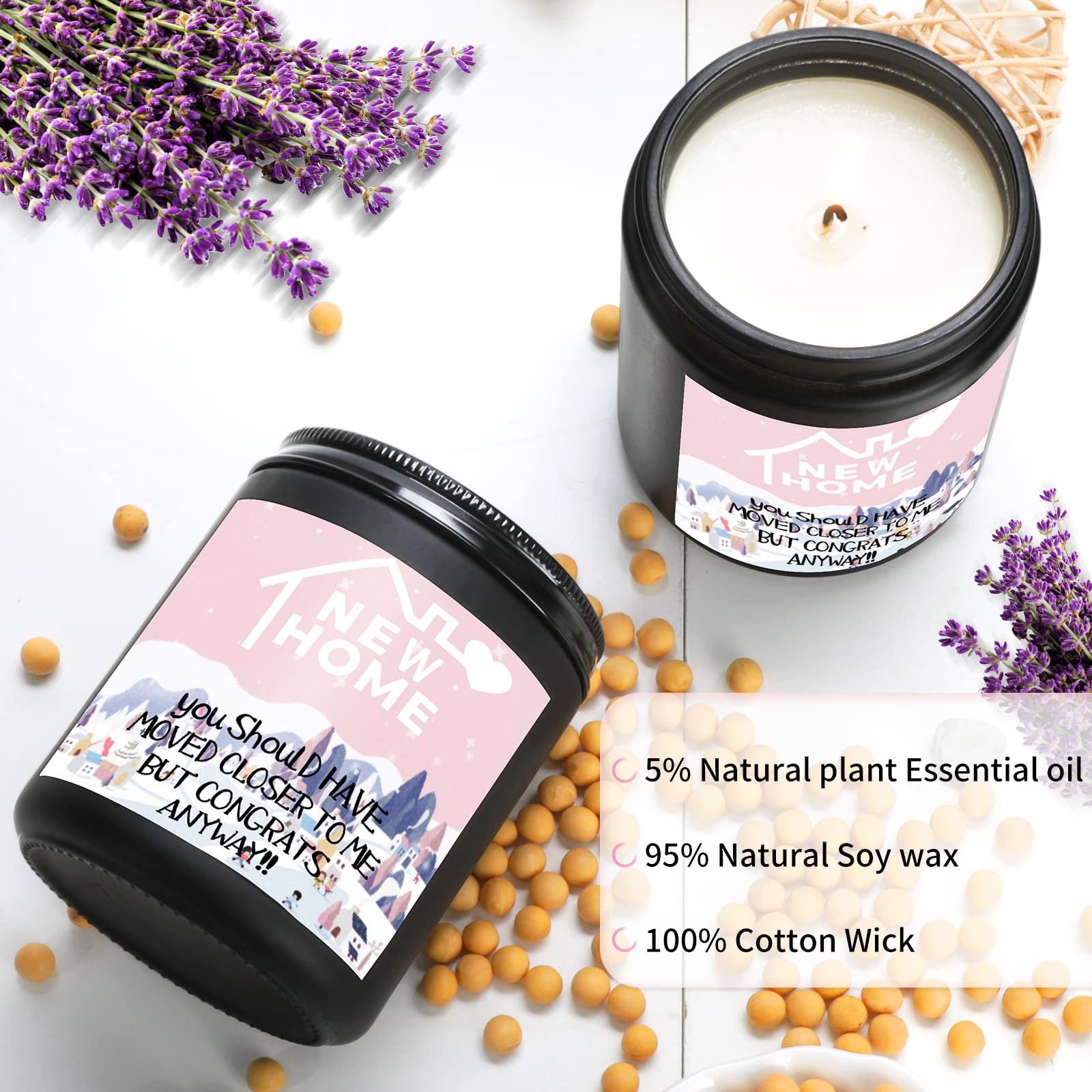 Lavender Scented Candle - Serenity + Calm - Happy Birthday Gifts for Women - Funny Gift for Best Friend Coworker Classmate Bestie Present 8 oz/227g Soy Wax Candle