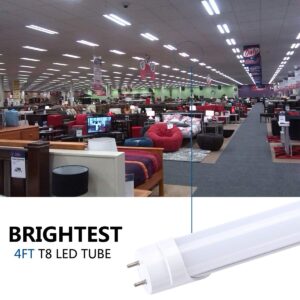 JOMITOP 4FT Led Light Tube, 22W (60W Equivalent), 2640 Lumens, Frosted Cover,Coollight White 6000K, T8 Ballast Bypass Required, Dual-End Powered, AC 90-277V Pack of 4