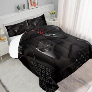 YHXSLY Gamer Comforter Set Twin Size for Boys Kids 3D Gaming Microfiber Quilts Black Video Game Bedding Sets Room Decor Gaming Bedding Set All Season for Game Lovers