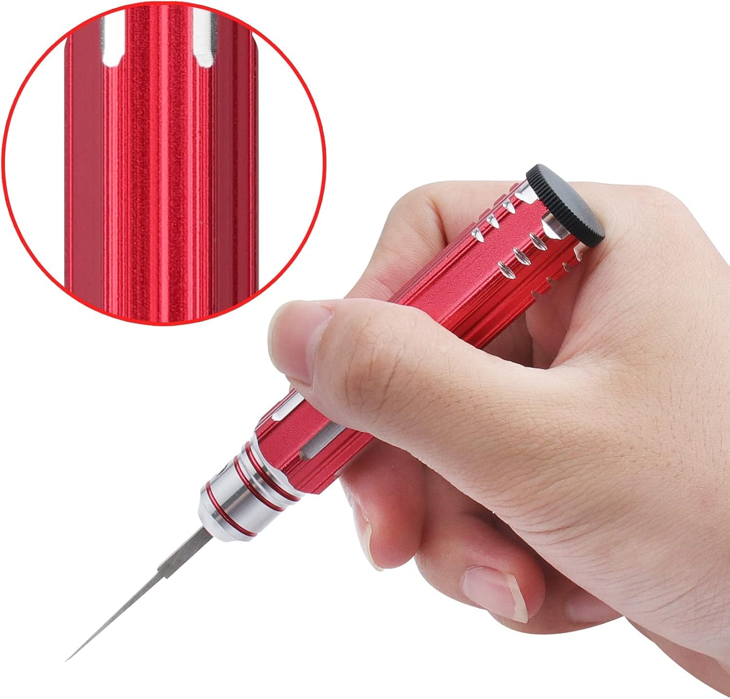 Craznick 7 In 1 Prime Model Scriber with 7 Blades Gundam Resin Carved Scribe Line Cutting Tool Chisel (0.1/0.2/0.4/0.6/0.8/1.0/2.0mm) Red