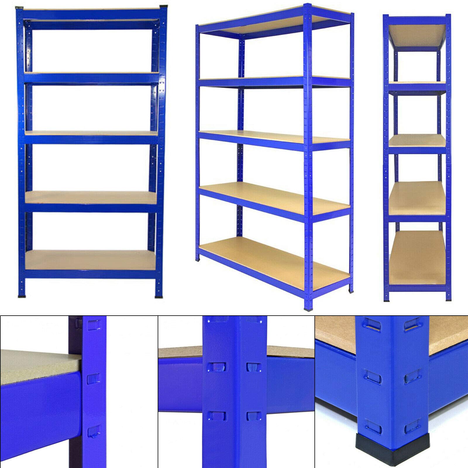 Storage Shelf 150cm x 70cm x 30cm Garage Shelving Units, Heavy Duty Boltless Freestand Racking Shelves for Workshop, Shed, Office Home Garage Storage, Blue 5 Tier (175KG Per Shelf), 875KG Capacity