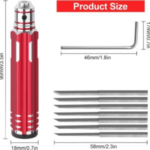 Craznick 7 In 1 Prime Model Scriber with 7 Blades Gundam Resin Carved Scribe Line Cutting Tool Chisel (0.1/0.2/0.4/0.6/0.8/1.0/2.0mm) Red