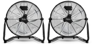 simple deluxe 20 inch 3-speed high velocity heavy duty metal industrial floor fans quiet for home, commercial, residential,black, 2 pack