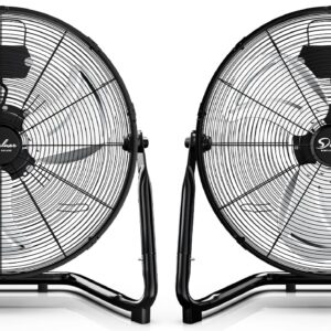 Simple Deluxe 20 Inch 3-Speed High Velocity Heavy Duty Metal Industrial Floor Fans Quiet for Home, Commercial, Residential,Black, 2 Pack