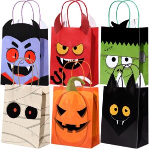 24 pack halloween treat bags halloween paper gift bags trick or treat candy goodie bags with handles mummy black bat frankenstein vampires evil pumpkin treat bags for halloween party favors supplies