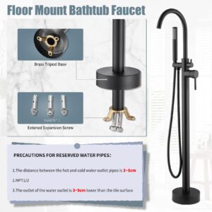 Casavilla Bathtub Faucet, Freestanding Tub Faucet, Tub Shower Faucet Set with 360 Degree Swivel Spout Bathtub Filler and Handheld Shower, Farmhouse Outdoor Shower System Kit, Brushed Nickel