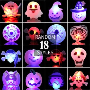 DIYASY 63 Pcs Halloween Party Favors, Light Up Rings Necklace LED Flash Bracelets Lighted Brooches Bulk Glow Toys Party Supplies Decorations for Kids