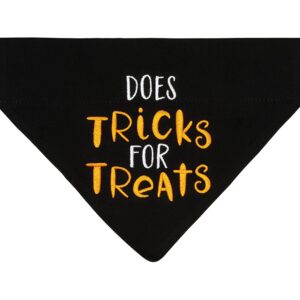 Pearhead Trick or Treat Bandana, Fall Holiday Dog Apparel, Halloween Dog Costume, Dog Slip On Collar Accessories, Small/Medium, S/M