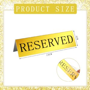 12 Pieces Table Top Reserved Sign Metal Reserved Table Signs Reserved Seating Signs Double Sided Table Tent Sign for Wedding Restaurant Family Ceremony Events, 5.91 x 3.15 Inches (Golden)