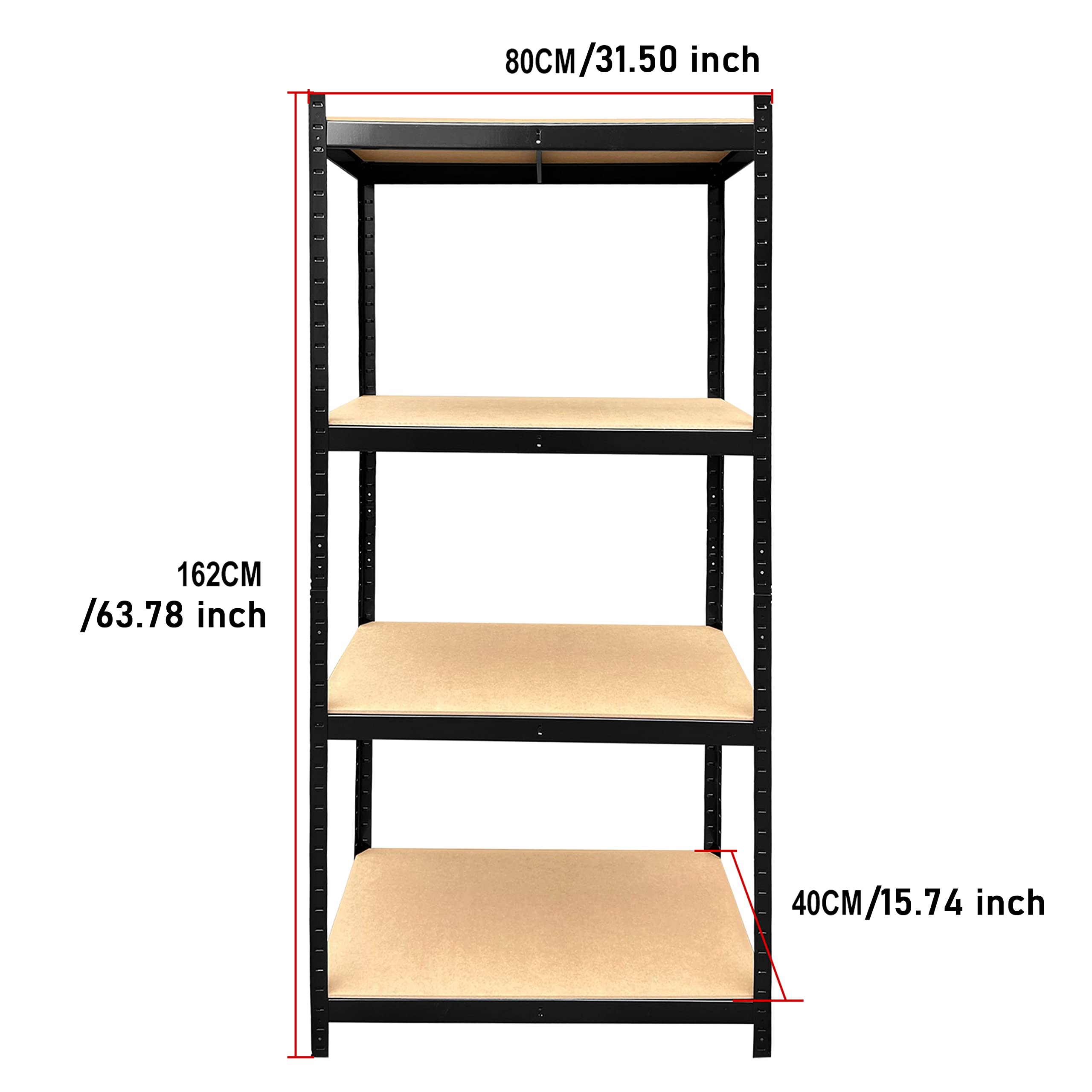 Garage Shelving Units: 64 x 32 x 16 inches | Heavy Duty Racking Shelves for Storage - Black 4 Tier (353 lbs Per Shelf), 1411 lbs Capacity | Multipurpose Shelf Display Rack for Workshop, Shed, Office