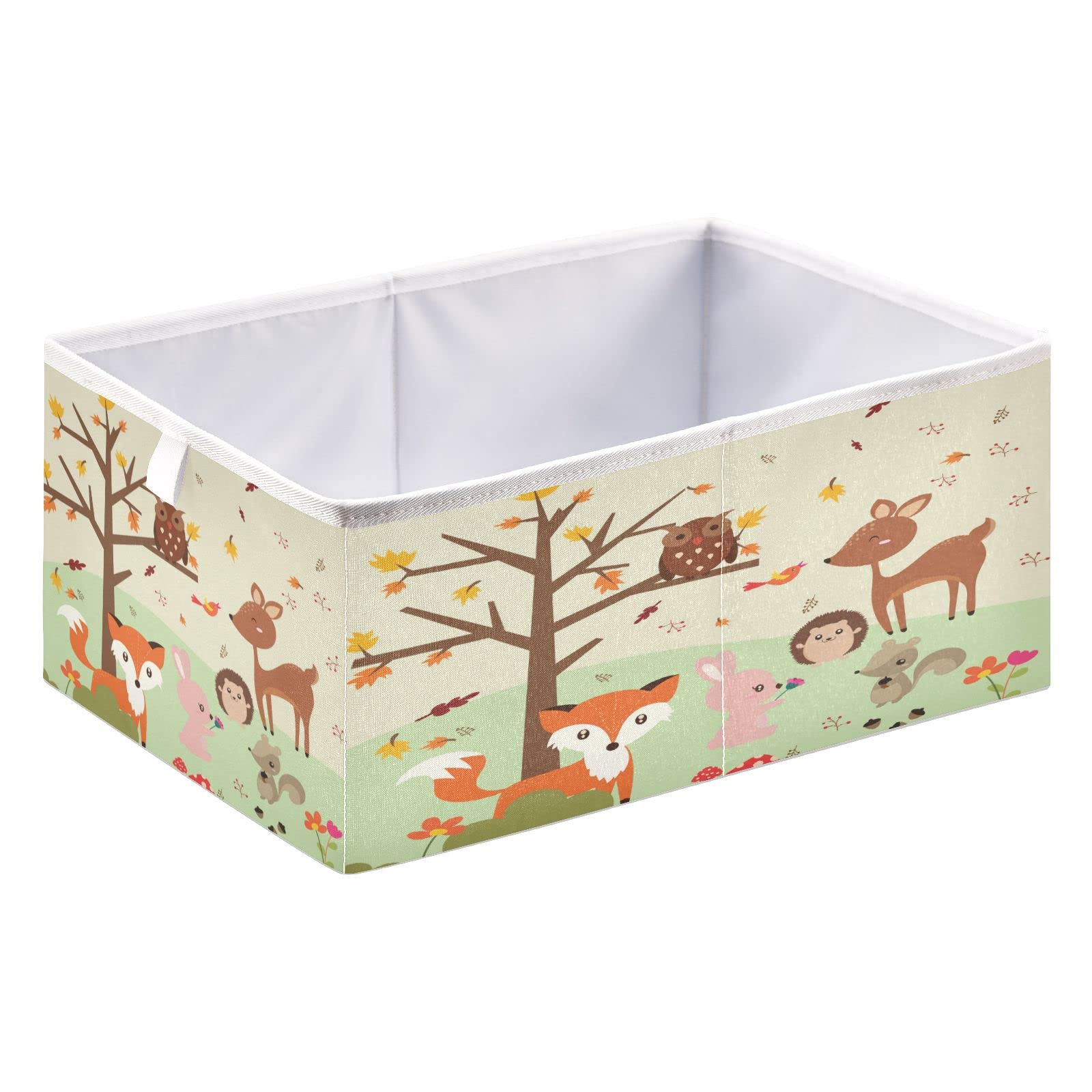 DOMIKING Forest Animals Branches Storage Bins for Gifts Foldable Cuboid Shelf Baskets with Sturdy Handle Closet Baskets for Closet Shelves Bedroom