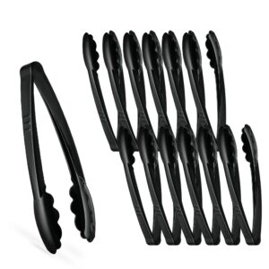 [black tongs 7.5'' inches] plasticpro 7.5'' serving tongs heavy duty reusable kitchen and bbq black serving tong for party's, caterings, events, buffet, weddings, and every day use pack of 12