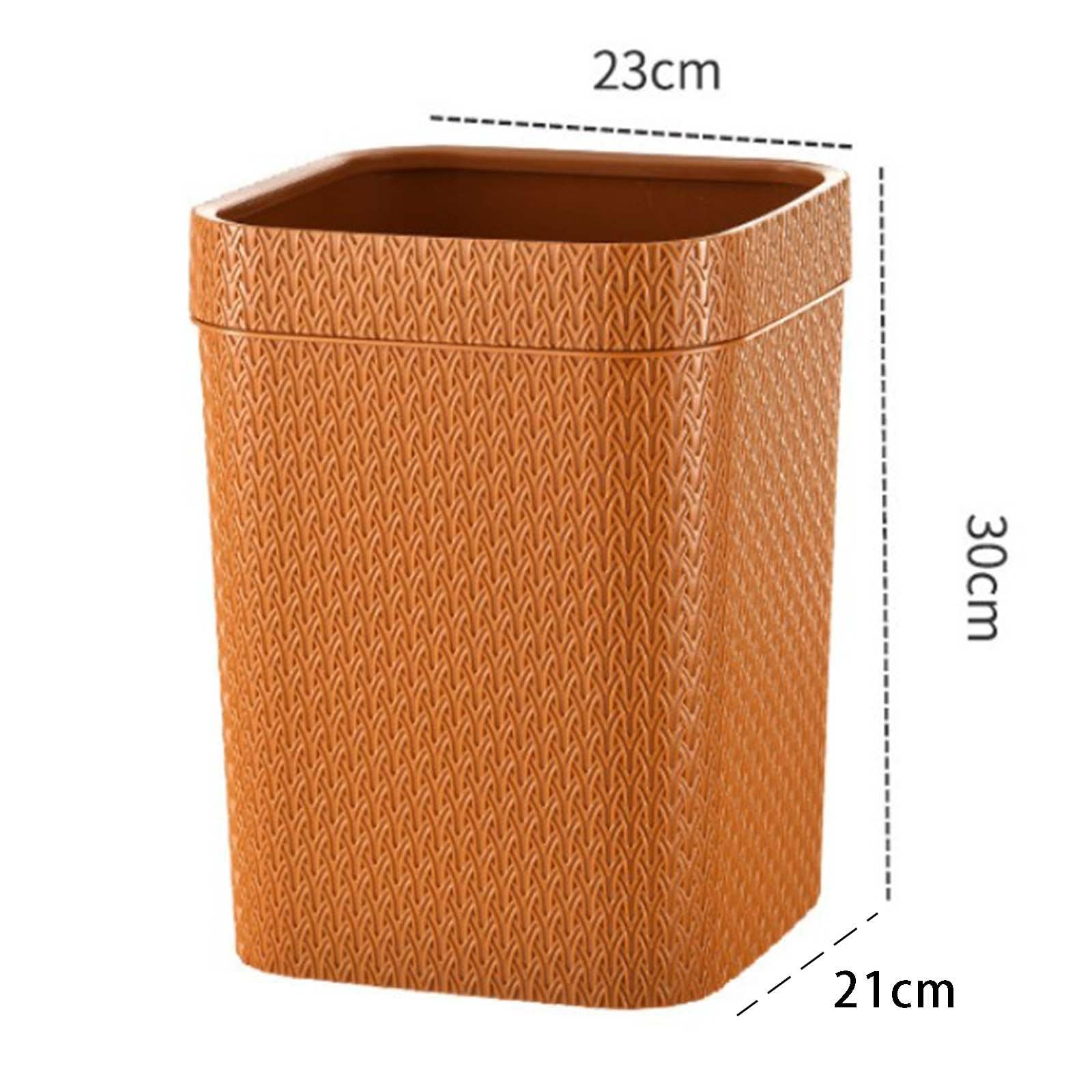 Trash Basket Narrow Rattan Woven Plastic Square Waste Can Wastebasket Dustbin for Bedroom Office Home Toilet Outdoor Indoor, Orange