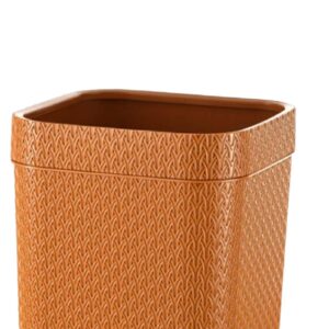 Trash Basket Narrow Rattan Woven Plastic Square Waste Can Wastebasket Dustbin for Bedroom Office Home Toilet Outdoor Indoor, Orange