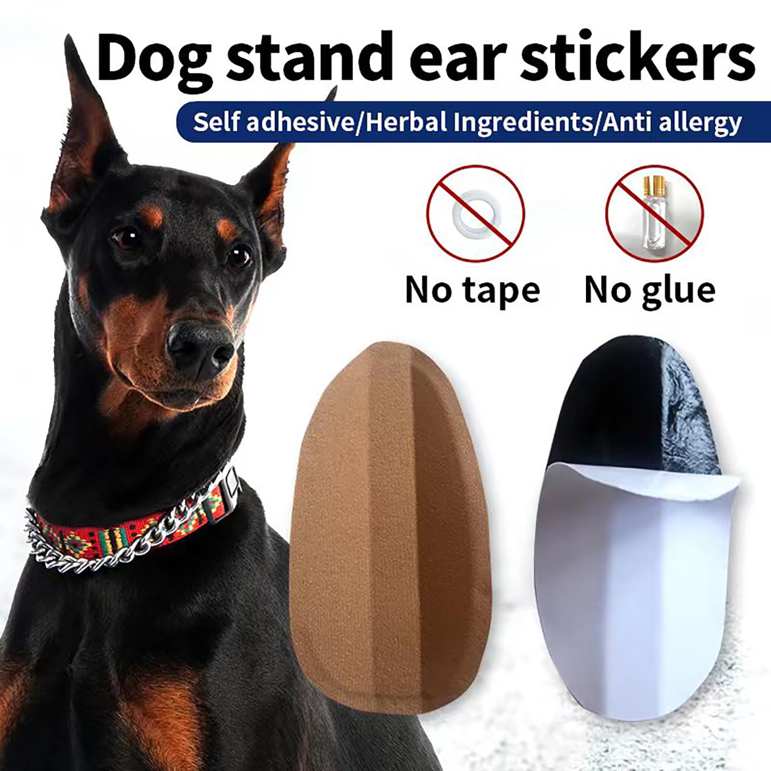 THOUDONER Dog Ear Stand Sticker Up Support Tool, Dog Ear Fixed Correction Vertical Holder for Doberman-Small (0.98 * 1.97)