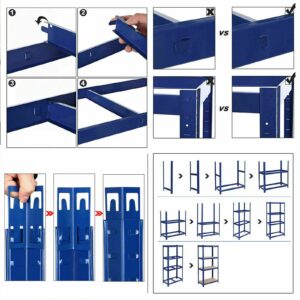 Storage Shelf 150cm x 70cm x 30cm Garage Shelving Units, Heavy Duty Boltless Freestand Racking Shelves for Workshop, Shed, Office Home Garage Storage, Blue 5 Tier (175KG Per Shelf), 875KG Capacity