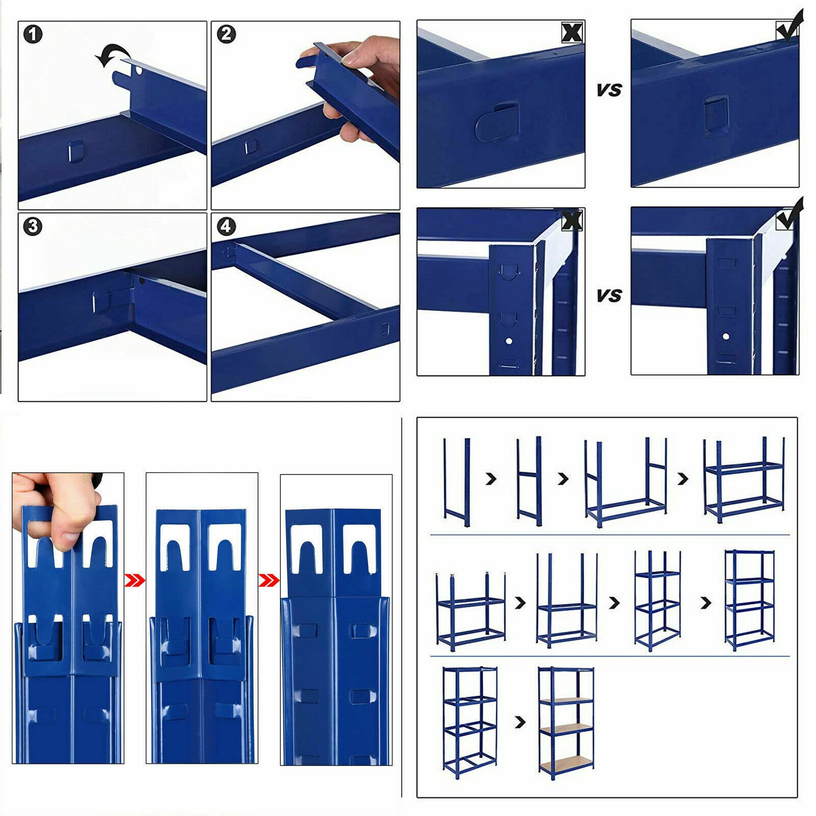 Storage Shelf 150cm x 70cm x 30cm Garage Shelving Units, Heavy Duty Boltless Freestand Racking Shelves for Workshop, Shed, Office Home Garage Storage, Blue 5 Tier (175KG Per Shelf), 875KG Capacity