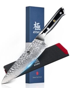 kyoku gin series chef knife, 8" all purpose kitchen knife, japanese vg10 damascus stainless steel knife with silver ion blade g10 handle mosaic pin, professional knife for meat fruit vegetables