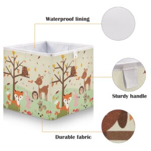 DOMIKING Forest Animals Branches Storage Bins for Gifts Foldable Cuboid Shelf Baskets with Sturdy Handle Closet Baskets for Closet Shelves Bedroom