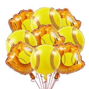 18 Inch Softball Balloons and 20 Inch Softball Glove Balloons Foil Balloons for Birthday Party Decoration，Softball Balloons Sports Themed Birthday Party Supplies Baby Shower Decoration（9 Pack）