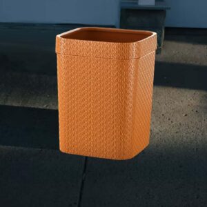 Trash Basket Narrow Rattan Woven Plastic Square Waste Can Wastebasket Dustbin for Bedroom Office Home Toilet Outdoor Indoor, Orange