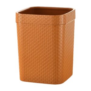 Trash Basket Narrow Rattan Woven Plastic Square Waste Can Wastebasket Dustbin for Bedroom Office Home Toilet Outdoor Indoor, Orange