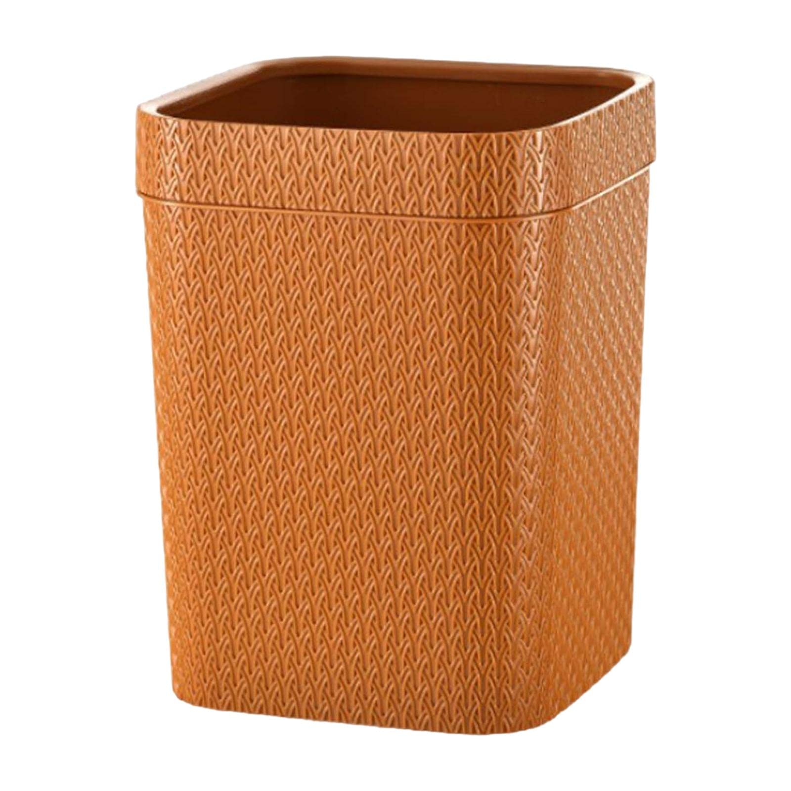 Trash Basket Narrow Rattan Woven Plastic Square Waste Can Wastebasket Dustbin for Bedroom Office Home Toilet Outdoor Indoor, Orange