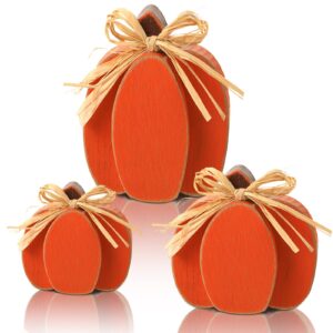 ferraycle 3 pcs thanksgiving pumpkin decor fall decor autumn farmhouse sign rustic tiered tray decorations table centerpieces standing wooden block sign for halloween home kitchen