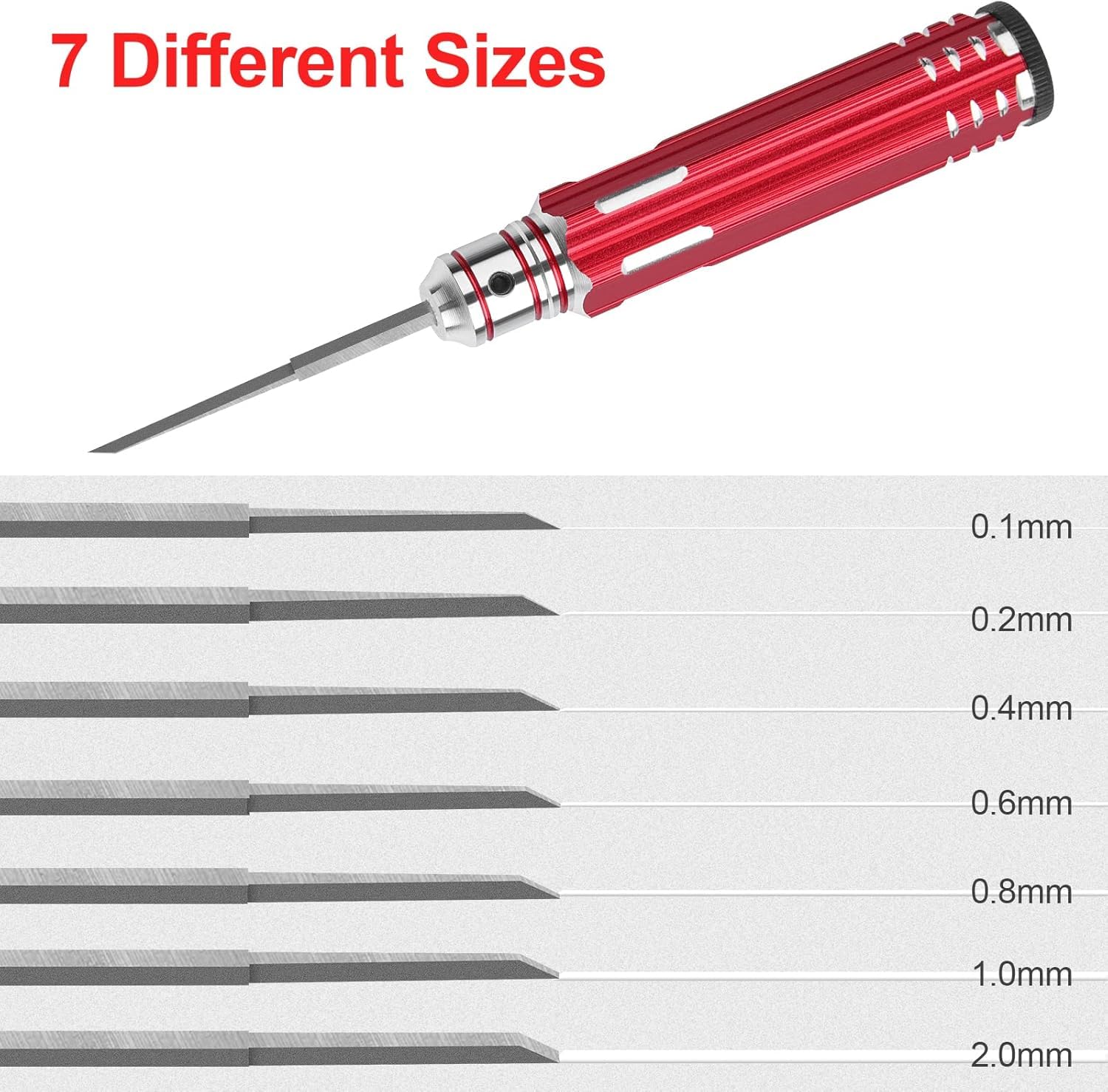 Craznick 7 In 1 Prime Model Scriber with 7 Blades Gundam Resin Carved Scribe Line Cutting Tool Chisel (0.1/0.2/0.4/0.6/0.8/1.0/2.0mm) Red