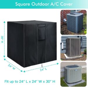 WLEAFJ Air Conditioner Cover for Outside Units, Heavy Duty AC Unit Cover Outdoor for Winter Fits up to 24 x 24 x 30 inches