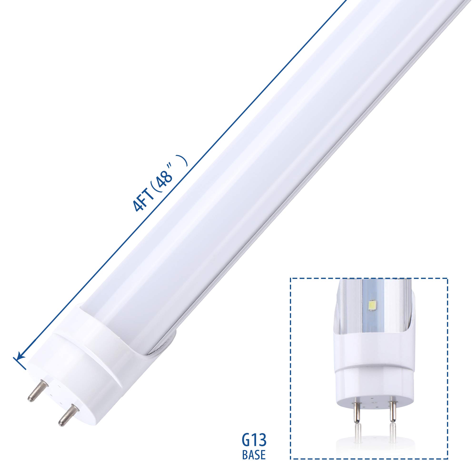 JOMITOP 4FT Led Light Tube, 22W (60W Equivalent), 2640 Lumens, Frosted Cover,Coollight White 6000K, T8 Ballast Bypass Required, Dual-End Powered, AC 90-277V Pack of 4