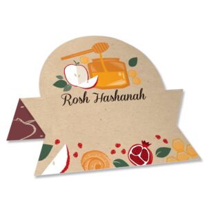 big dot of happiness rosh hashanah - jewish new year party tent buffet card - table setting name place cards - set of 24