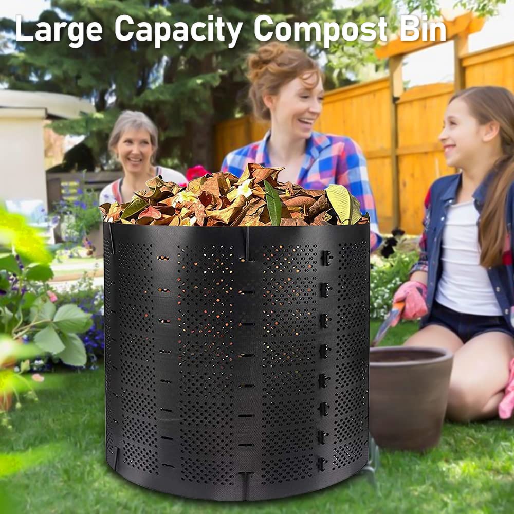 YUEWO 220 Gallon Compost Bin Outdoor Expandable Outdoor Composter for Leaves, Grass, Coffee Grounds, Kitchen Waste, Trees and Dead Shrubs