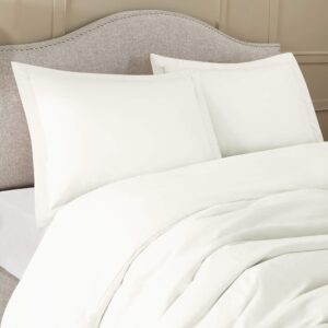 400 Thread Count Off White Super Queen Size Duvet Cover Set, 3 Piece Double Brushed Cotton Duvet Cover with Button Closure, 1 Super Queen Duvet Cover (90 x 98) inches and 2 Pillow Shams