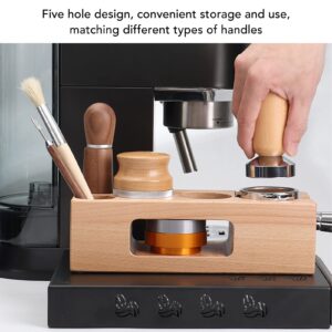 Wood Coffee Filter Tamper Holder, Wooden Coffee Tamping Station with Mat Wooden Espresso Tamper Mat Stand Tamper Station Wooden Base for Cafes Home(L)