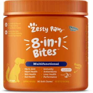 Zesty Paws Glucosamine for Dogs - Hip & Joint Health Soft Chews with Chondroitin & MSM + Multifunctional Supplements for Dogs - Glucosamine Chondroitin for Joint Support