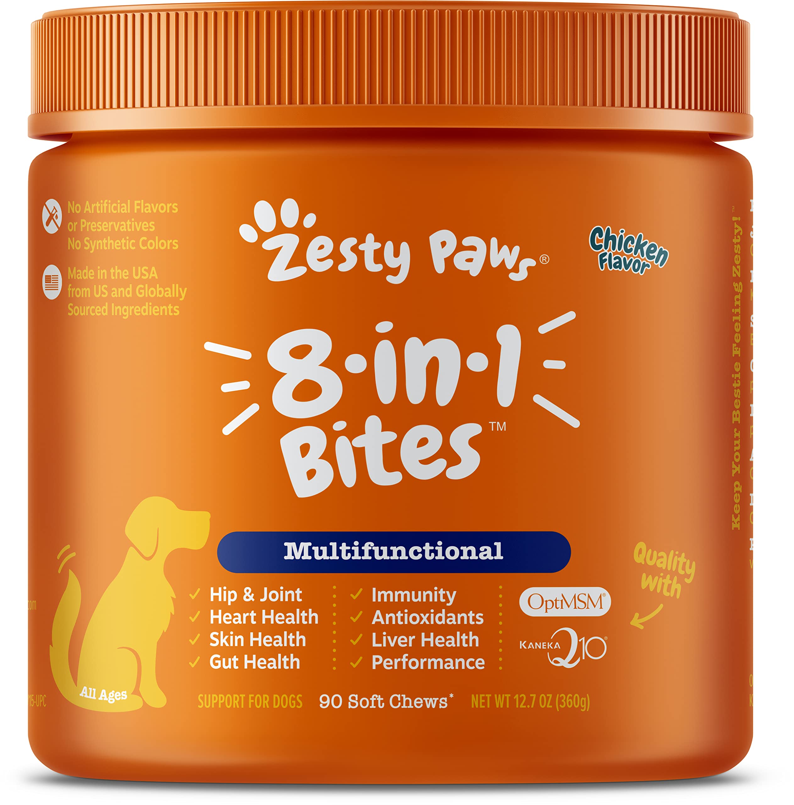 Zesty Paws Glucosamine for Dogs - Hip & Joint Health Soft Chews with Chondroitin & MSM + Multifunctional Supplements for Dogs - Glucosamine Chondroitin for Joint Support