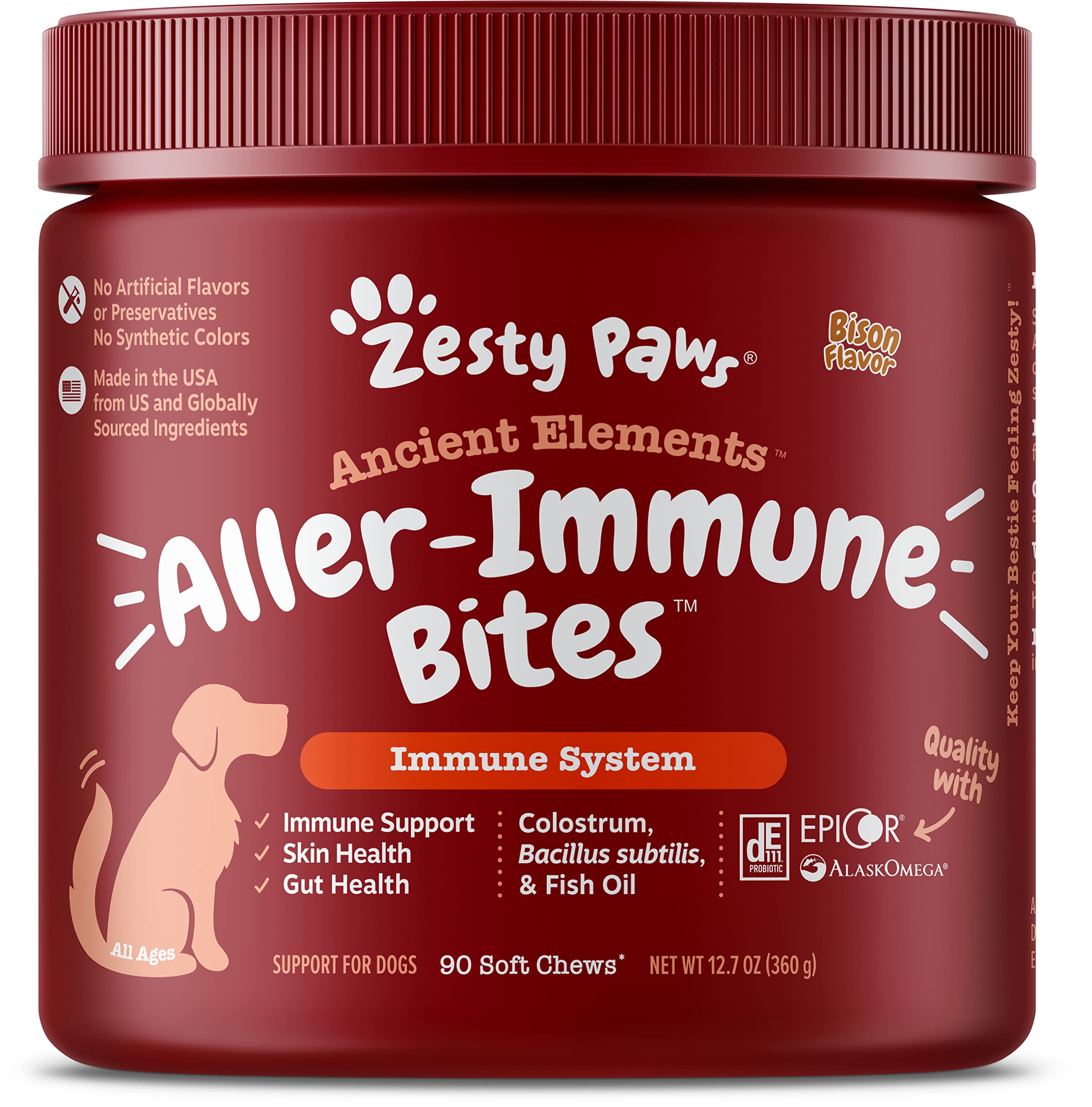 Ancient Elements Allergy & Immune Bites for Dogs - Omega 3 Wild Alaskan Salmon Fish Oil + Ancient Elements Probiotics for Dogs - Chewable Dog Probiotic Supplement