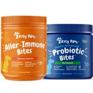 allergy immune supplement for dogs lamb- with omega 3 wild alaskan salmon fish oil + probiotic for dogs - with natural digestive enzymes + prebiotics & pumpkin