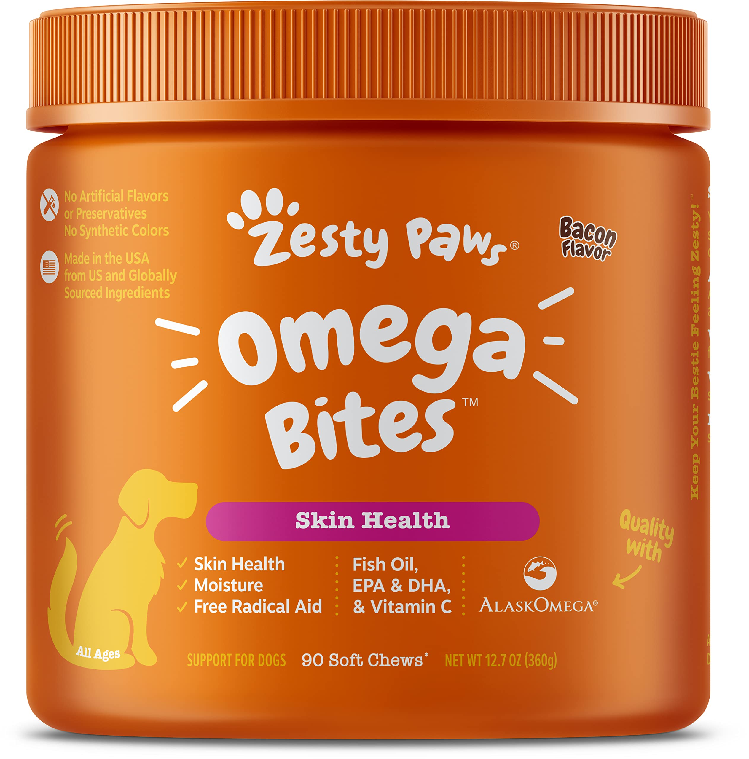 Omega 3 Alaskan Fish Oil Chew Treats for Dogs - with AlaskOmega for EPA & DHA + Turmeric Curcumin for Dogs - for Hip & Joint Mobility Supports