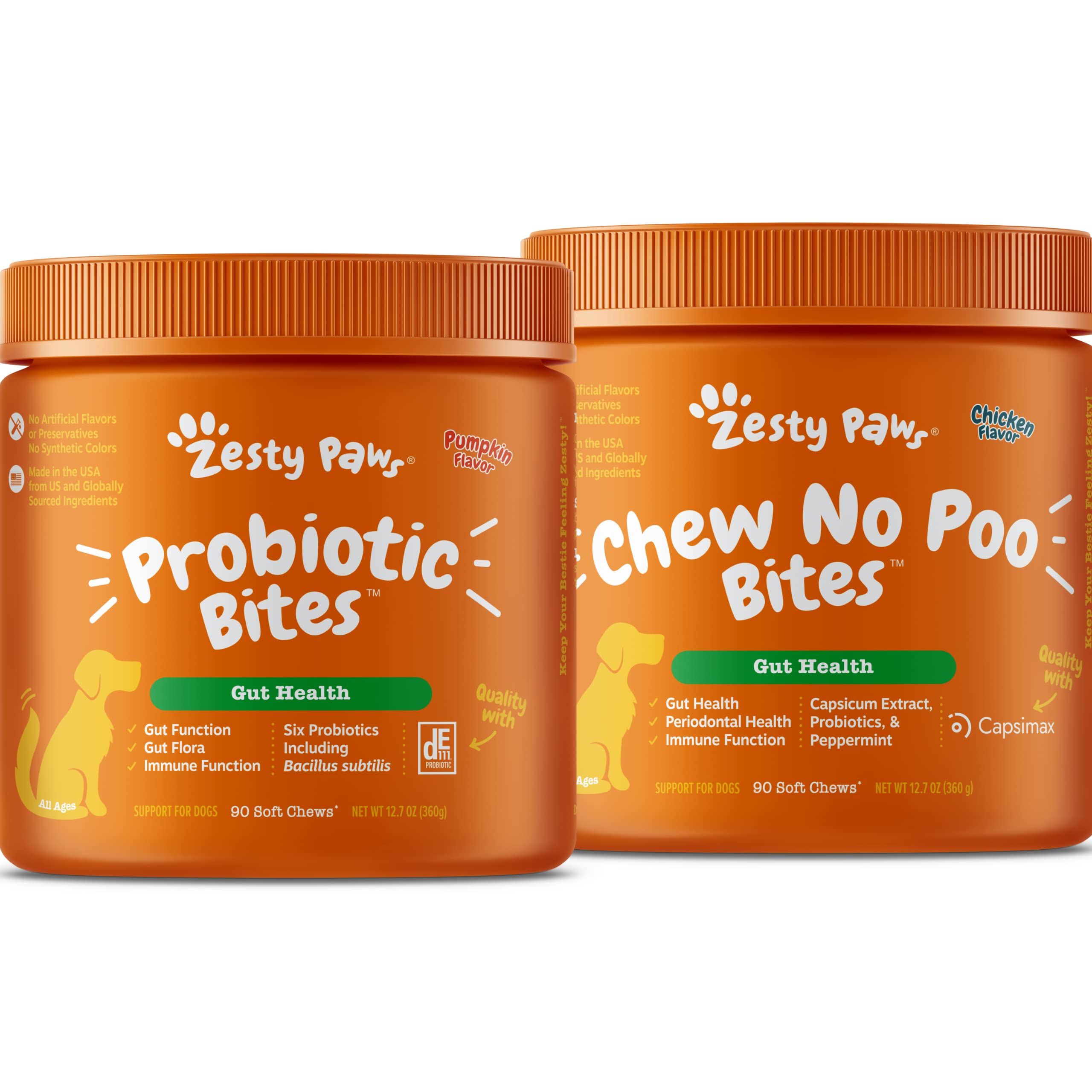 Probiotics for Dogs - Probiotics for Gut Flora, Digestive Health + Chew No Poo Bites - Coprophagia Stool Eating Deterrent for Dogs