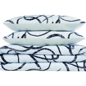 Christian Siriano NY Mimic Collection, 3 Piece Duvet Set - Full/Queen, White/Black