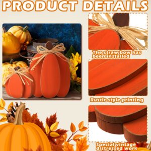 Ferraycle 3 Pcs Thanksgiving Pumpkin Decor Fall Decor Autumn Farmhouse Sign Rustic Tiered Tray Decorations Table Centerpieces Standing Wooden Block Sign for Halloween Home Kitchen