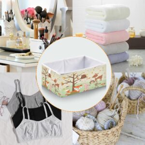 DOMIKING Forest Animals Branches Storage Bins for Gifts Foldable Cuboid Shelf Baskets with Sturdy Handle Closet Baskets for Closet Shelves Bedroom