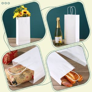 Yexiya 200 Pcs Paper Wine Bags Bulk with Handle Wine Gift Bags White Kraft Bags for Wine Bottles Gifts Wedding Birthday Housewarming Christmas Party, 6 x 3 x 13 Inch