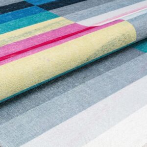 Rugs America Elizabeth Sutton Collection MI15A Flying Colors Stripe Mordern Multicolor Non-Shedding Living Room Bedroom Dining Home Office Area Rug, 5'3" x 7'0"